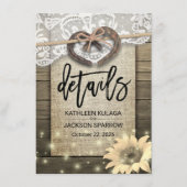 Carte D'accompagnement Horseshoe Heart Mariage campagnard Information Dét (Devant)