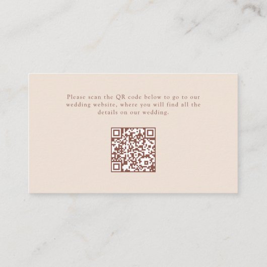 Carte D'accompagnement Horseshoe neutre | Code QR du site web mariage (Dos)