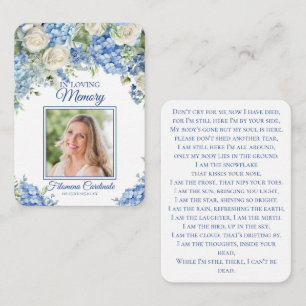 Carte D'accompagnement Hortensia Fleur Memorial Funérailles Photo Prière
