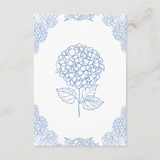 Carte D'accompagnement Hortensia Moderne Fleur Bleue Poussiéreuse Détails (Dos)