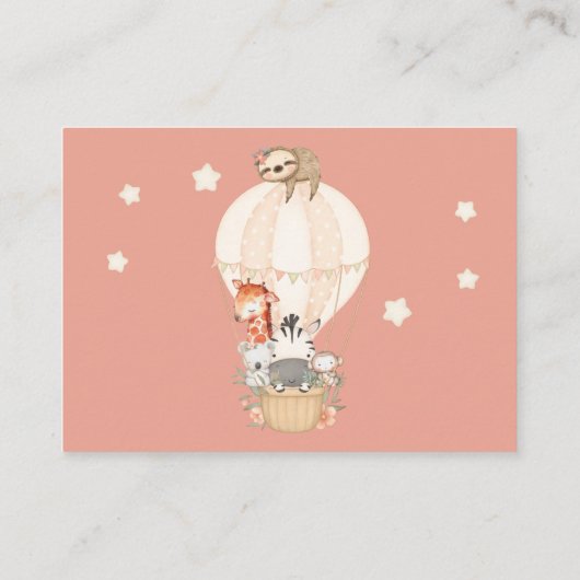 Carte D'accompagnement Hot Air Balloon Giraffe Zebra Sloth Books pour béb (Dos)