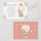 Carte D'accompagnement Hot Air Balloon Giraffe Zebra Sloth Books pour béb (Devant / Derrière)