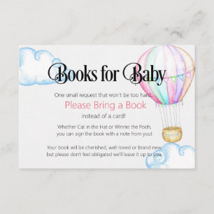 Carte D'accompagnement Hot Air Balloon Livre rose pour Baby Card