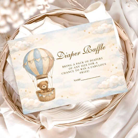 Carte D'accompagnement Hot Air Balloon Teddy Bear Diapper Raffle