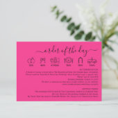 Carte D'accompagnement Hot Pink Fuchsia Wedding Details Order Of The Day (Debout devant)
