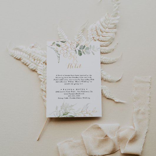 Carte D'accompagnement Hôtel Gold Green Foligraphie