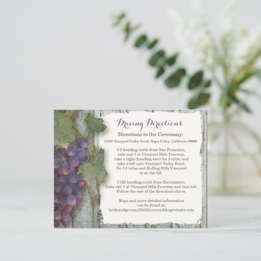 Carte D'accompagnement Hôtel Itinéraire Vignoble Vigne Raisin (Debout devant)