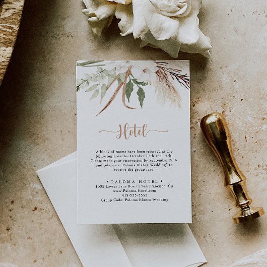 Carte D'accompagnement Hôtel Rustique Boho élégant Floral Mariage Hotel