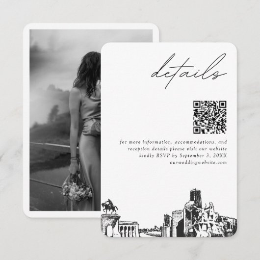 Carte D'accompagnement Houston Mariage Détails Moderne QR Code (Devant / Derrière)