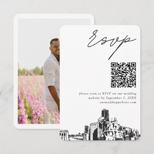 Carte D'accompagnement Houston Mariage moderne RSVP QR Code (Devant / Derrière)
