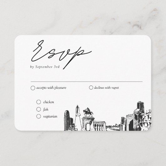 Carte D'accompagnement Houston Mariage traditionnel Repas RSVP Option (Devant)