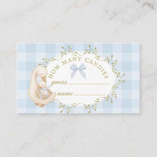 Carte D'accompagnement How many Candies Sillyt goose Blue gingham Bow (Devant)