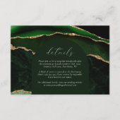 Carte D'accompagnement Hunter Green Gold Agate Arch Détails du Mariage (Devant)