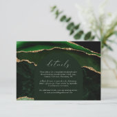 Carte D'accompagnement Hunter Green Gold Agate Arch Détails du Mariage (Debout devant)