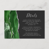 Carte D'accompagnement Hunter Green Silver Agate Dark Mariage Détails (Devant)