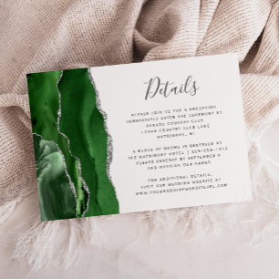Carte D'accompagnement Hunter Green Silver Agate Détails du Mariage