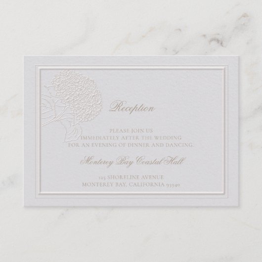 Carte D'accompagnement Hydrangea Double Cadre Mariage de réception (Devant)