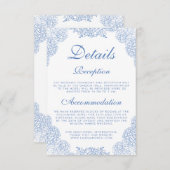 Carte D'accompagnement Hydrangea Moderne Fleur Bleue Poussiéreuse Détails (Devant / Derrière)