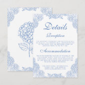 Carte D'accompagnement Hydrangea Moderne Fleurs Bleu Poussiéreux Détails (Devant / Derrière)