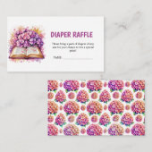 Carte D'accompagnement Hydrangea Thème Livre Diaper Raffle (Devant / Derrière)