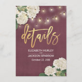 Carte D'accompagnement Hydrangée blanche Floral Mariage Détails Informati (Devant)