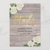 Carte D'accompagnement Hydrangée blanche Floral Mariage Détails Informati (Dos)