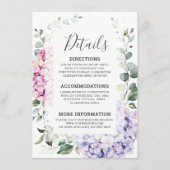 Carte D'accompagnement Hydrangées rose pâle et mariage d'eucalyptus (Devant)