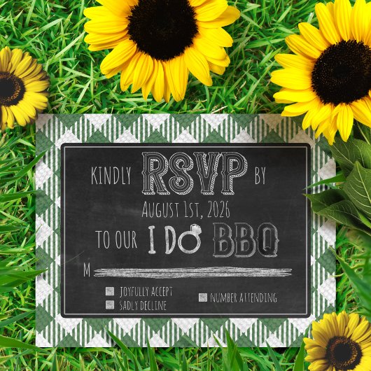 Carte D'accompagnement I Do BBQ Outdoor Summer/Spring Green Wedding RSVP