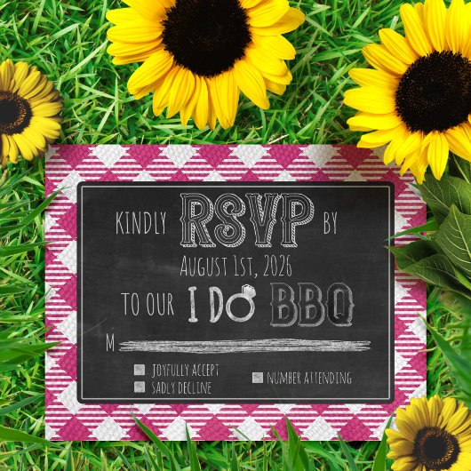 Carte D'accompagnement I Do BBQ Outdoor Summer/Spring Rose Wedding RSVP