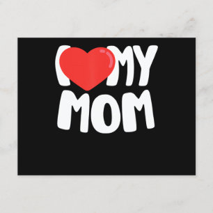 Carte D'accompagnement I Love My Mom TShirt avec grand coeur rouge