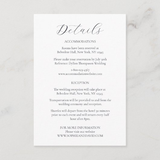 Carte D'accompagnement Ice Blue Snowflake Winter Wedding Détails (Devant)