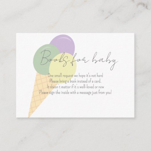Carte D'accompagnement Ice Cream Scoop Confetti Livres Pour Baby shower (Devant)
