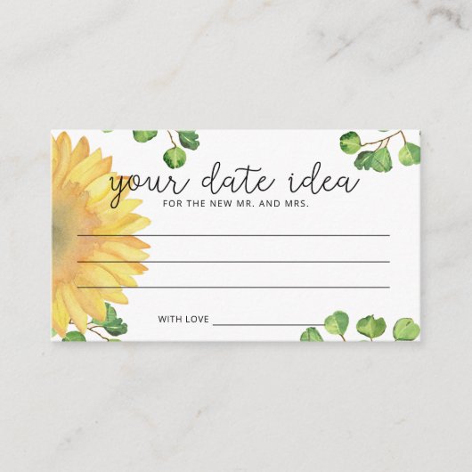 Carte D'accompagnement Idées de soirée au tournesol à l'aquarelle \ Pot à (Devant)