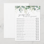 Carte D'accompagnement Il A Dit Qu'Elle A Dit Eucalyptus Fête des mariées (Devant / Derrière)