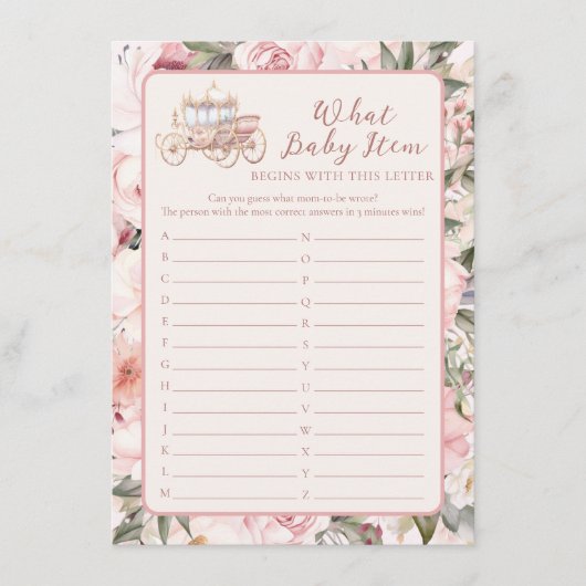 Carte D'accompagnement Il était une fois quel bébé objet Baby shower jeu (Devant)