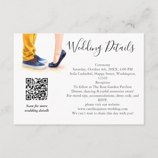 Carte D'accompagnement Illustration décontracté Mariage moderne de script (Devant)