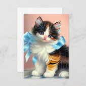 Carte D'accompagnement Illustration vintage Calico Kitten (Devant / Derrière)