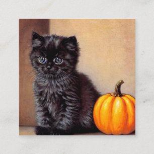Carte D'accompagnement Illustration vintage Halloween Black Kitten