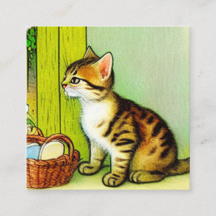 Carte D'accompagnement Illustration vintage Tabby Cat