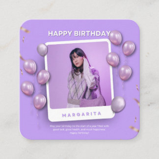 Carte D'accompagnement Illustration violette et blanche Joyeux anniversai