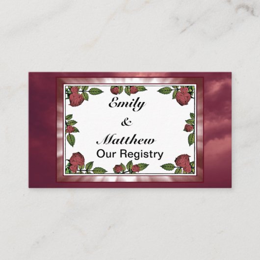 Carte D'accompagnement Image du cadre de roses rouges avec registre de nu (Devant)