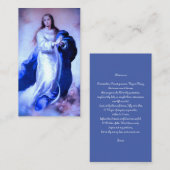 Carte D'accompagnement Immaculée Conception Bleue avec Memorare (Devant / Derrière)