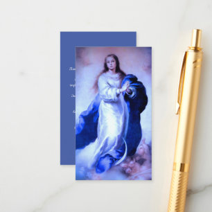 Carte D'accompagnement Immaculée Conception Bleue avec Memorare