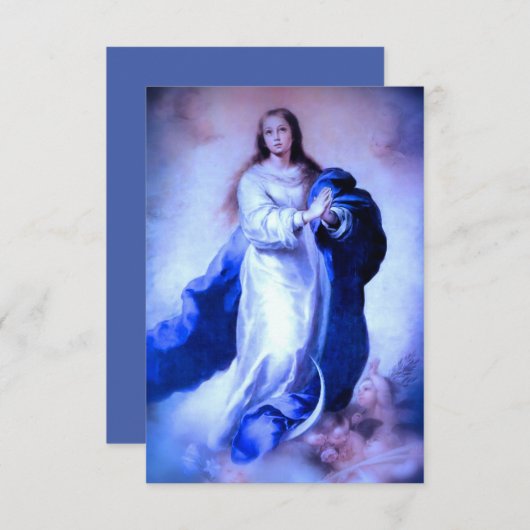 Carte D'accompagnement Immaculée Conception Bleue avec Memorare (Devant / Derrière)
