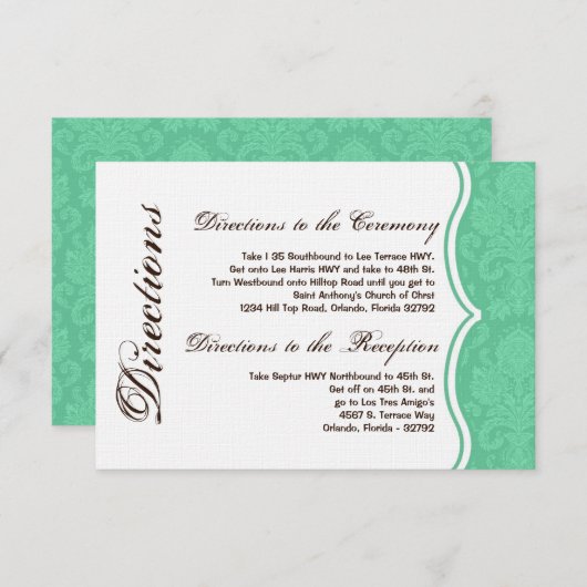 Carte D'accompagnement Impression de la dentelle en damas blanc 3x5 (Devant / Derrière)