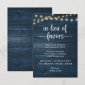 Carte D'accompagnement in lieu of favors Rustic String Lights Navy Blue (Devant / Derrière)