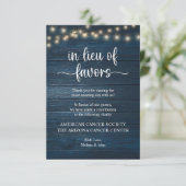 Carte D'accompagnement in lieu of favors Rustic String Lights Navy Blue (Debout devant)