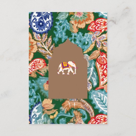 Carte D'accompagnement Indian Folk Art Elephant Beige Mariage Détails (Dos)