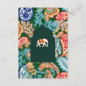Carte D'accompagnement Indian Folk Art Elephant Emerald Détails du Mariag (Dos)