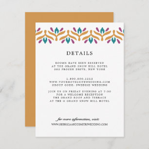 Carte D'accompagnement Indian Folk Art Mustard MARIAGE Détails sur l'invi